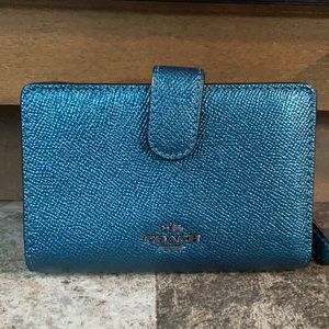 Coach Metallic Teal Wallet.